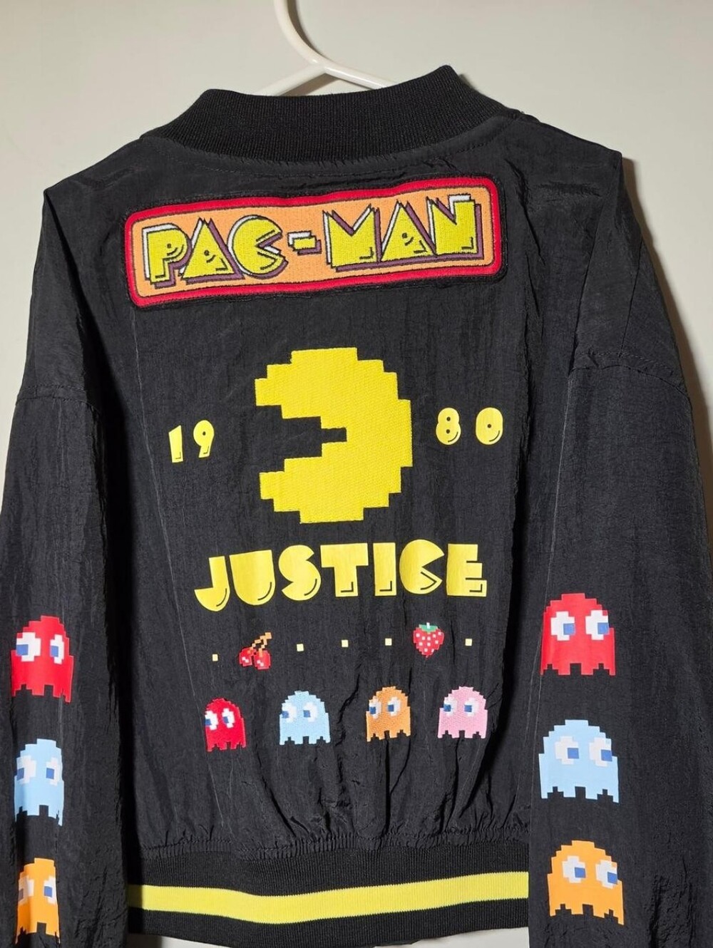NWT Justice Pac-Man Black Bomber Jacket Girls Small (7/8)